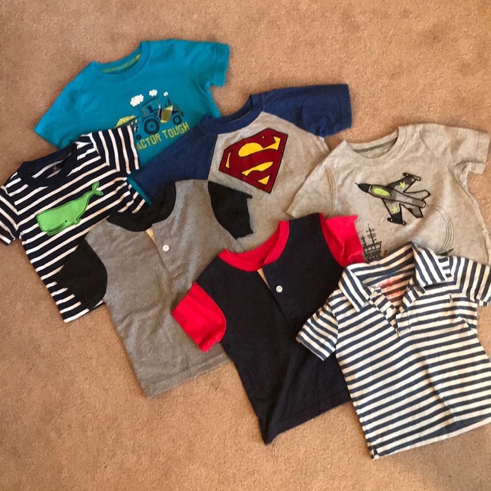 Lot of 7 baby boy shirts.